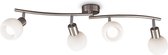 B.K.Licht - LED Plafondlamp - plafondspots met 4 lichtpunten - draaibar - met glazen kap - witte spotjes - woonkamer lamp - incl. lichtbronnen E14 - warm wit licht