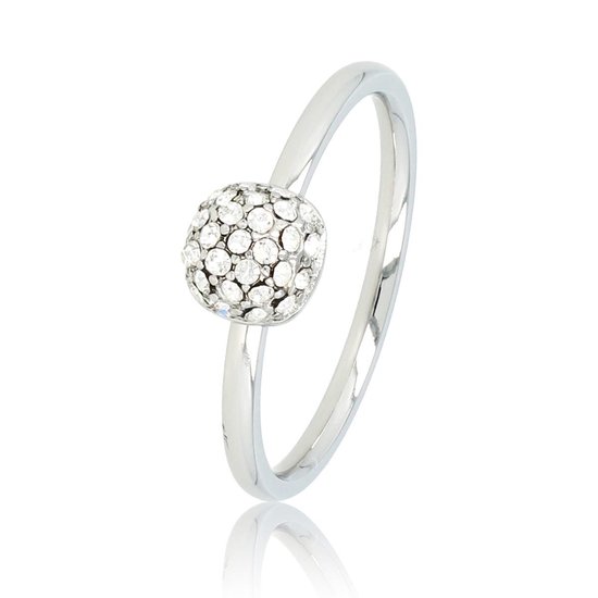 My Bendel - Mooie zilverkleurige ring met glasstenen - Fijne ring met glasstenen, gemaakt van mooi blijvend edelstaal - Met luxe cadeauverpakking