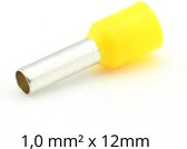 Adereindhuls 1,00 mm² x 12 mm geel 100 stuks | Ferrule | Draadhuls | Adereindhulzen | Eindverbinder