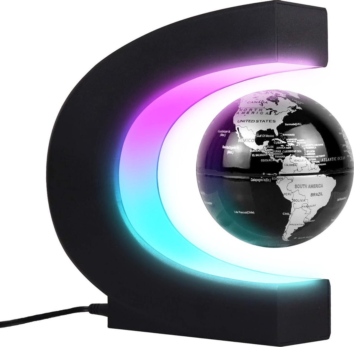 Magnetisch Zwevende Wereldbol met Verlichting - Magnetisch - Lamp - Aardbol - Decoratie ZWART - LifeNeeds