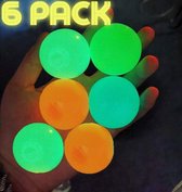 SET VAN 6 - Globbles - Sticky Balls - Verschillende kleuren - Globbles balls - Sticky Wall Balls - Glow in the Dark - Fidget Toys - TikTok Trend 2020-2021 - Stress Verminderend - Klevende Pla