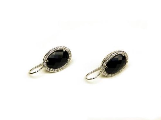 Boucles d'oreilles modèle Lia serties en argent avec pierre noire et oxyde  de zirconium | bol.com