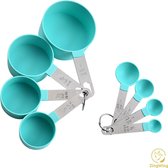 Luxe Maatlepels - Maatschepjes - Measuring cups - Maatbeker - 8-delige set - Stapelbare Maatcups - RVS Handgrepen - Zacht Groen