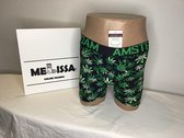 AMSTERDAM cannabis wietblaadjes fijn katoen boxershorts  kleur blauw  maat M