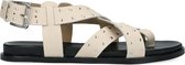 Sacha - Dames - Off white leren sandalen met zilverkleurige studs - Maat 38