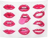 Ulticool - Lippen Sexy Kiss Lippenstift - Wandkleed - 200x150 cm - Groot wandtapijt - Poster