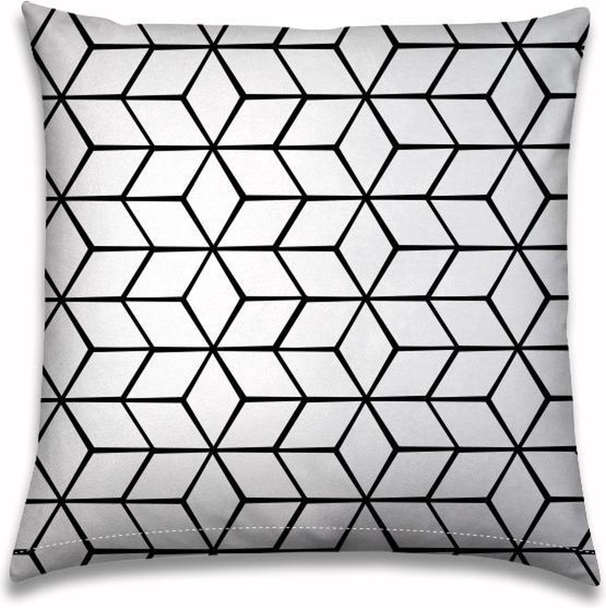 Bootkussen | 50x50cm | Zwart-wit | Blokjes patroon 3D en lijnen | Outdoor | Tuinkussen