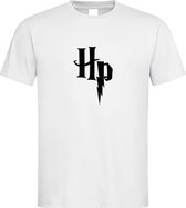 Wit T shirt met Zwart logo " Harry Potter "  print size S