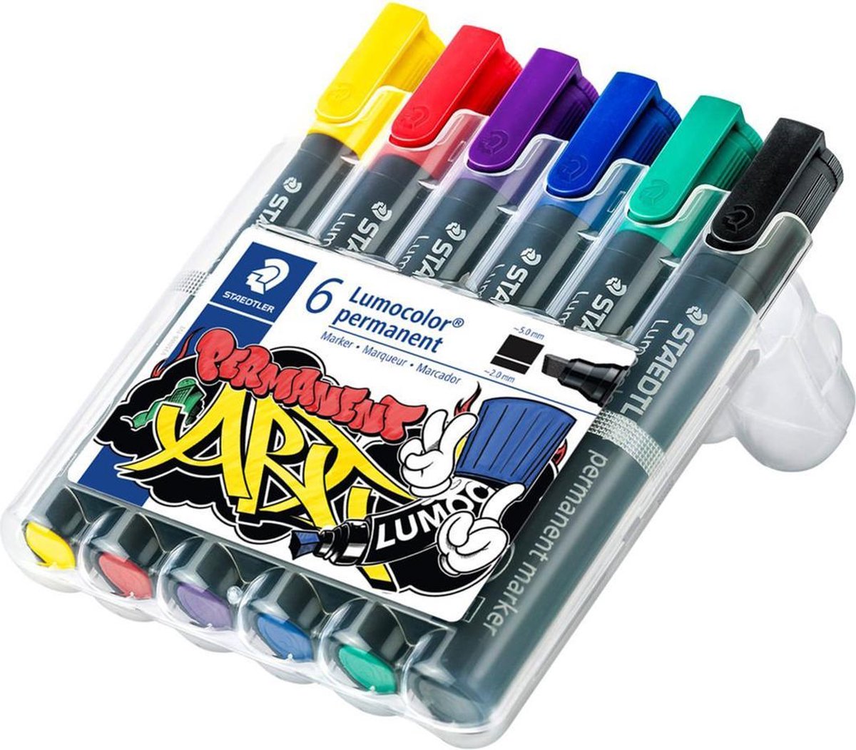 STAEDTLER Lumocolor permanent marker beitelpunt - Box 6 st