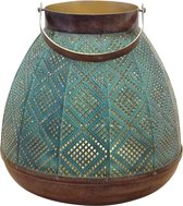 Lantaarn Fez groen-goud (28x26cm)