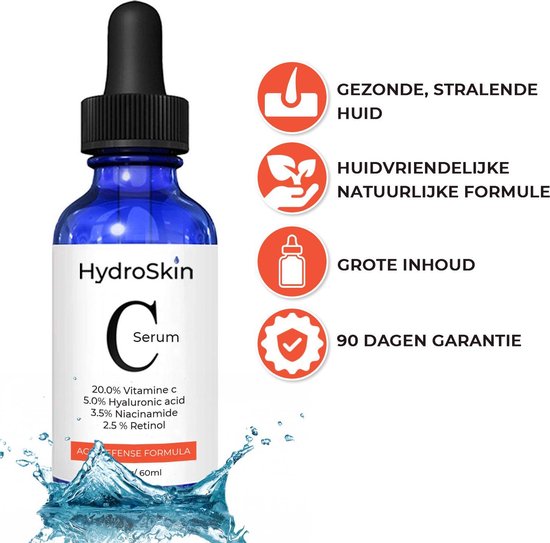HydroSkin Vitamine C Serum - 2.5% Retinol serum - 3.5% Niacinamide - Gezichtsverzorging - Anti-Rimpel - Collageen - 60 ML