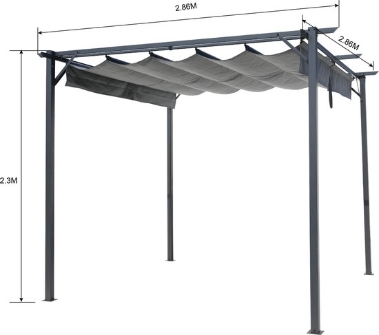 Intimo Garden - Luxe Zonnescherm / Tuinpaviljoen met stalen frame en UV-bestendig dakzeil - Prieel