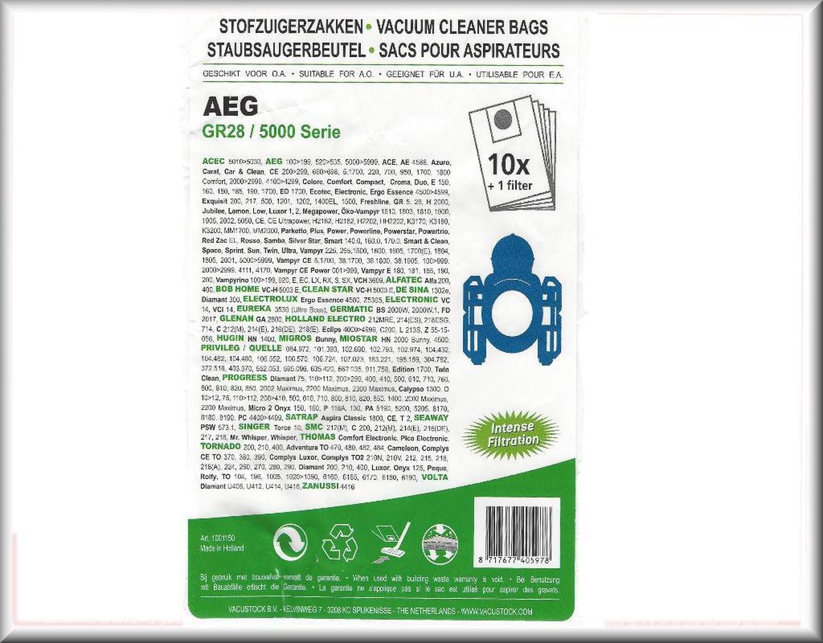 AEG Gr. 28 / 5000 serie, intense filtration, kunststof aansluiting A-Kwaliteit Alternatief