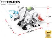 Dinosaurus robot Triceratops - kan bewegen en lopen - met led lichtjes en dino geluiden  ( inclusief batterijen) 37.5CM