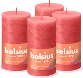 Bolsius - Rustieke Kaars - 4 Stuks - Roze - 13cm