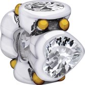 Quiges - 925 - Zilveren - Bedels -Sterling zilver - Beads - Zirkonia Hart Kraal Charm - Geschikt – voor - alle bekende merken - Armband Z505