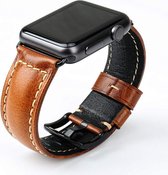 Strapb® Apple Watch leren Bandje - lichtbruin - Iwatch maten: 38mm / 40mm / 41mm