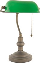 LumiLamp Bureaulamp Ø 27*40 cm E27/max 1*60W Groen, Bruin Metaal, Glas Tafellamp