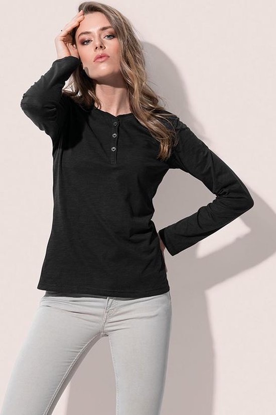 Stedman Sharon Henley Long Sleeve Women S9580 - BLACK OPAL - L