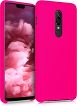 kwmobile telefoonhoesje voor OnePlus 6 - Hoesje met siliconen coating - Smartphone case in neon roze