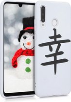 kwmobile telefoonhoesje compatibel met Huawei P30 Lite - Hoesje voor smartphone in zwart / wit - Kanji Happy design