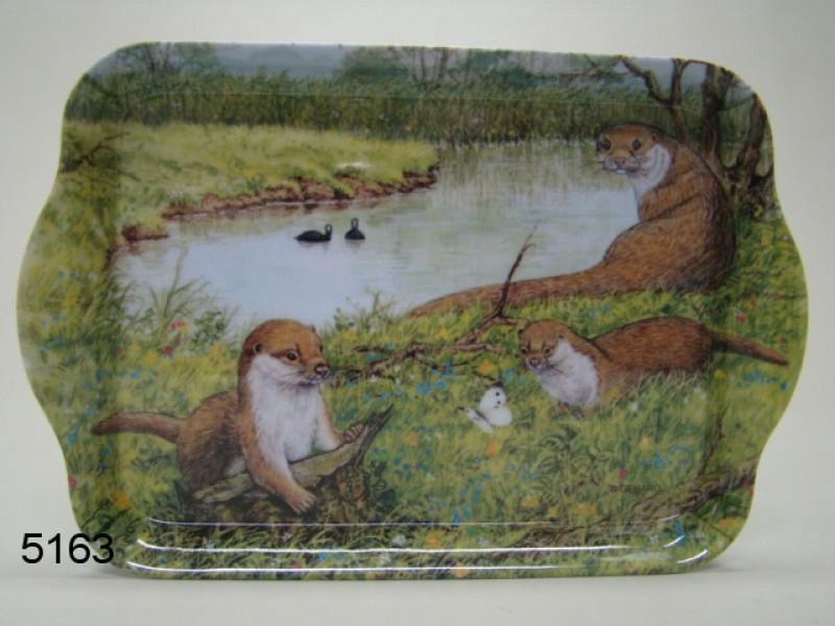 Klein dienblad met afbeelding otters