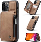 Apple iPhone 12 & iPhone 12 Pro Casemania Hoesje Sienna Brown - Luxe Back Cover - RFID Wallet Case