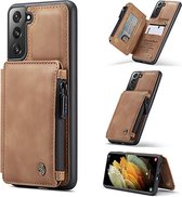 Samsung Galaxy S21 Plus Casemania Hoesje Sienna Brown - Luxe Back Cover - RFID Wallet Case