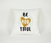 Kussensloop Be YOU Tifull / Hartje - Sierkussen - Decoratie - Meisjes / Kinderkamer - 45x45cm - Exclusief Vulling - PillowCity