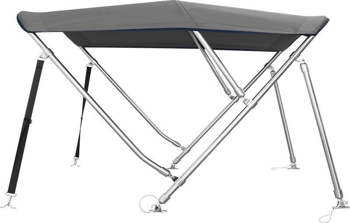 3 Boog RVS Biminitop Zonnetent H137 cm GRIJS Breedte 264-283 cm
