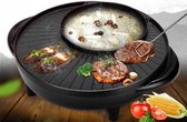 Pro-Care 2en1 - HotPot Asiatique - Plancha Grill - Gourmet - Bouillon fondue, 1 - 5 personnes - 1500W - Anti Stick Low - Rond 42cm