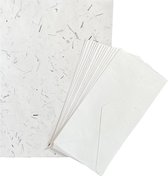 Set van 15 vel A4 formaat handgeschept katoenpapier met gekleurde vezels en 15 enveloppen