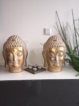 Goudkleurig Boeddha hoofd, Decoratief beeld, h 34 cm-Budha