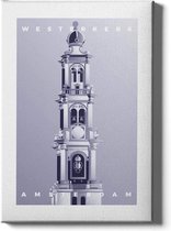 Walljar - Westerkerk - Muurdecoratie - Canvas schilderij