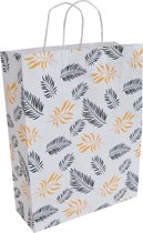 50x papieren tasjes Leaves A3- 32x12x41cm (bxdxh)