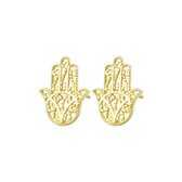 Silventi 9NBSAM-G190485 Gouden oorknopjes - Dames - Fatima Handje - Hamsa - 9,5 x 7,8 mm  - 14 Karaat - Goud