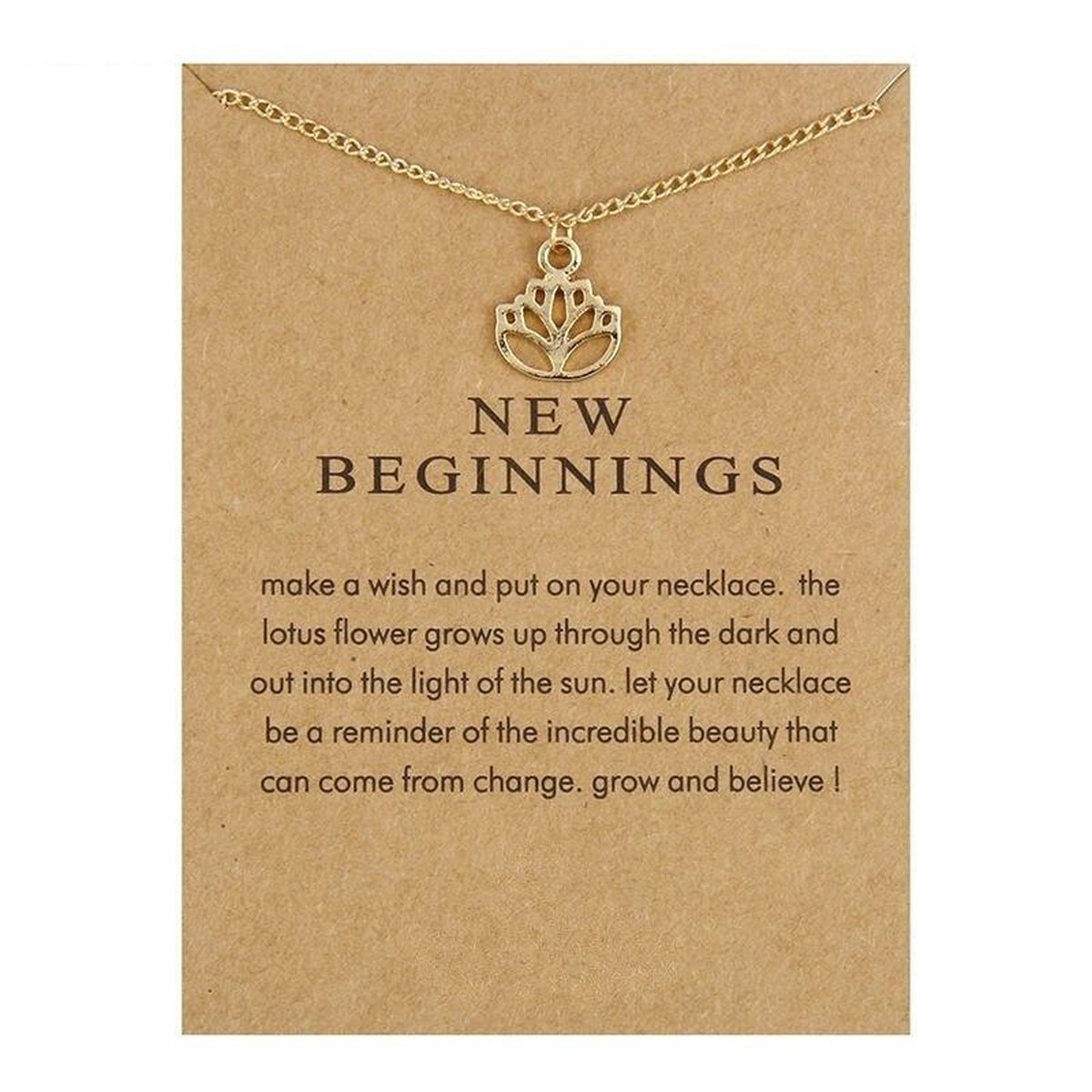 Kasey New Beginnings Ketting - Lotus bloem hanger aan ketting Goudkleurig