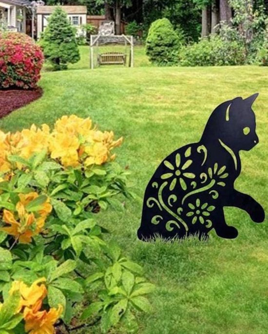 Bouchon de jardin chat en métal décoration de jardin