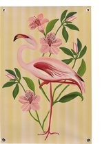 Tuinposter - Flamingo - Tuindoek - 60x90cm - Tuinschilderij - Poster voor buiten - Buitendoek - Tuinbanner - Kleurrijk
