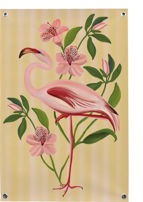 Affiche de jardin - Flamingo - Toile de jardin - 60x90cm - Peinture de jardin - Affiche pour l'extérieur - Toile d'extérieur - Bannière de jardin - Colorée