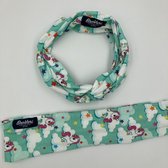 BroVari Haarband/Bandana - Kind - Groen - Unicorn/Eenhoorn - Met ijzer/alu draad