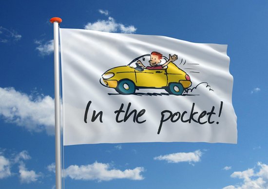Rijbewijsvlag: 'In the pocket!' - 200x300 cm