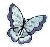 Grijs Gekleurde Vlinder Strijk Embleem Patch 7 cm / 7.3 cm / Grijs