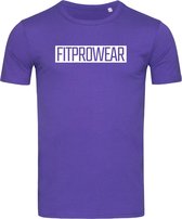 FitProWear Heren Slim-Fit T-Shirt Block - Paars - Maat S - Casual T-Shirt - Sportshirt - Slim Fit Casual Shirt - Strak shirt - Slim-Fit T-Shirt - Paars Shirt