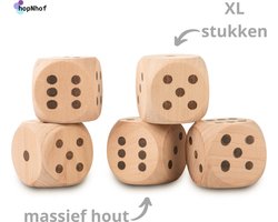 Dobbelspel Hout - XL dobbelstenen - 5 stuks
