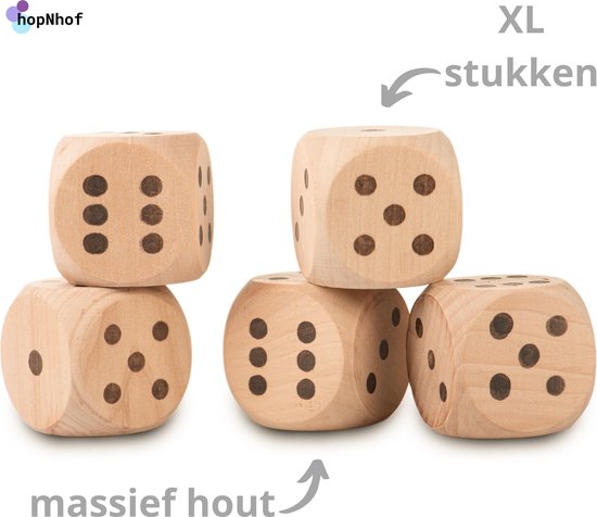 Dobbelspel Hout - XL dobbelstenen - 5 stuks | Games | bol.com