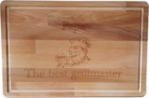 Passie voor stickers Snijplank van hout met gelaserde tekst: Papa The best grill master