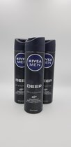 NIVEA MEN Deep Deodorant Spray - 3 x 150 ml - Voordeelverpakking