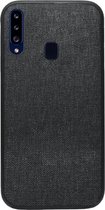 ADEL Siliconen Back Cover Softcase Hoesje Geschikt voor Samsung Galaxy A20s - Stoffen Textiel Zwart
