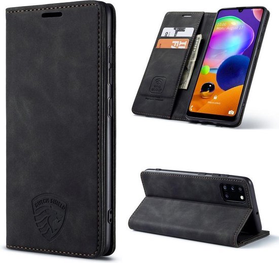 Samsung A31 Bookcase Anti Skim Hoesje Case Vulcano Black | bol.com